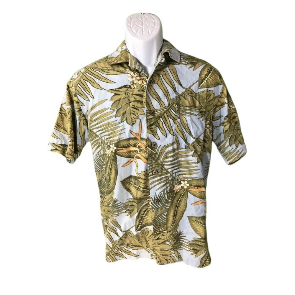 Caribbean Joe Shirt Palm tree HAWAIIAN Aloha Mens